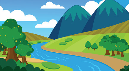 Landscape cartoon illustration