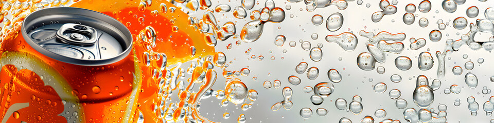 Dynamic golden beer cans splashing in clear water creating in the background