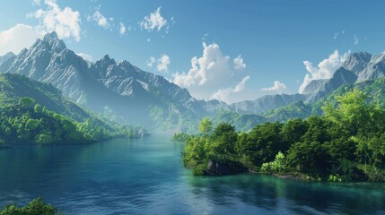 Majestic mountain lake scenery.