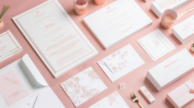 Elegant Wedding Stationery with Rose Gold Details.