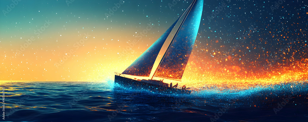 Canvas Prints Sailing Through a Sea of Stars Abstract Illustration