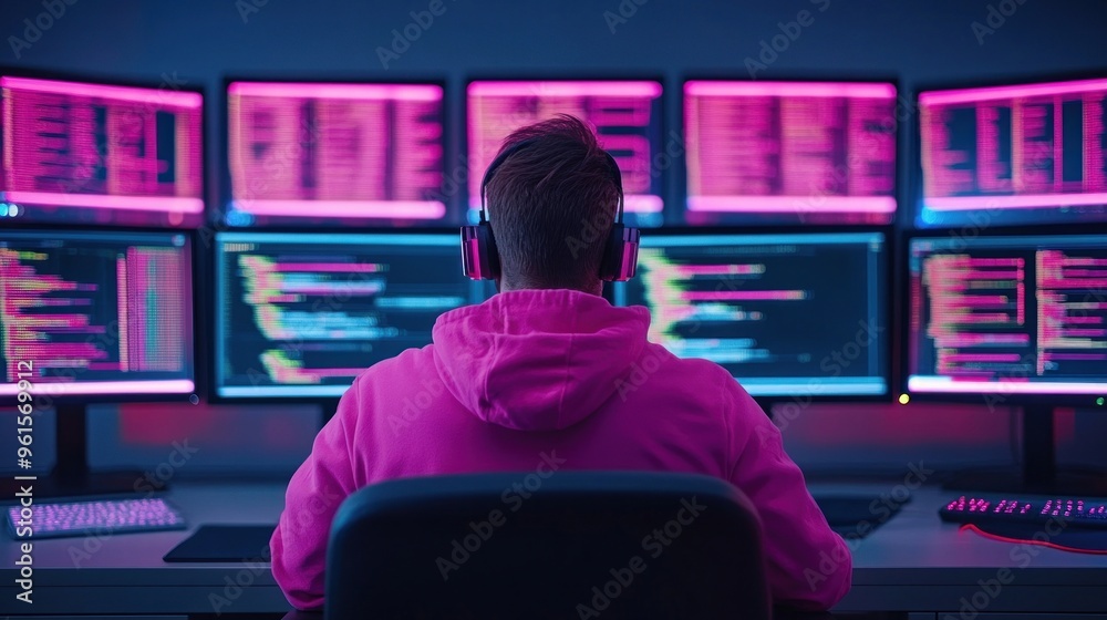Poster Coder Working Late.