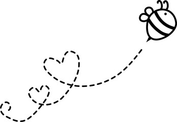 Flying Bee with Dotted Lines