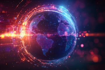 Obraz premium A glowing, colorful sphere with a globe on top