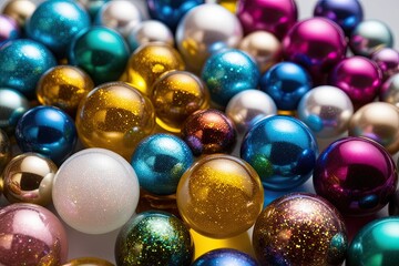 Diverse Glittering Oil Droplets in Unique Shapes and Color Blends