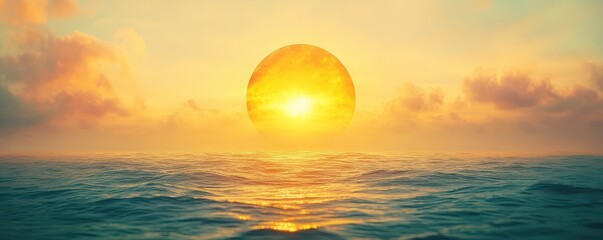 Obraz premium Sunrise over a calm ocean, symbolizing new beginnings and fresh starts.