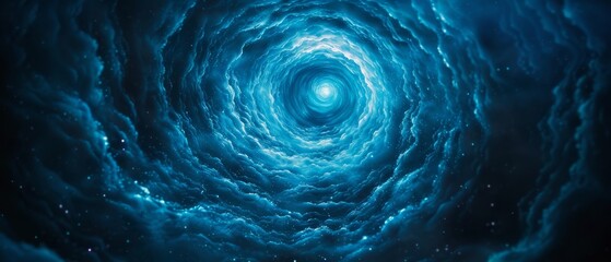  A blue spiral in a dark sky, centrally positioned amongst stars