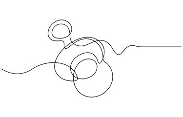 Obraz premium Continuous line drawing of pacifier. Pregnancy planning concept. Vector illustration, Continuous one line drawing of baby pacifier in silhouette on a white background. Linear stylized