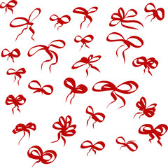 Simple bows with different loops. Vector illustration