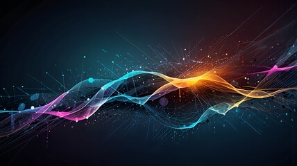 Digital background perfect for tech processes, neural networks, artificial intelligence, data transfer and security, digital storage, multimedia presentations Created by Generative Ai