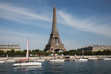 Fototapeta premium Paris 2024 Summer Olympics Embracing French Identity and Modern Sports Legacy