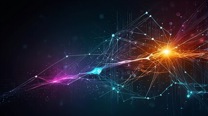 Digital background perfect for tech processes, neural networks, artificial intelligence, data transfer and security, digital storage, multimedia presentations Created by Generative Ai