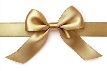 Fototapeta premium A luxurious golden ribbon with a perfectly tied bow