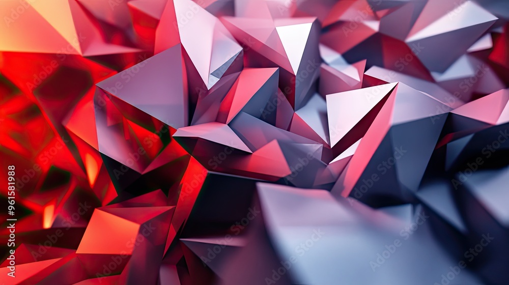 Poster abstract 3d background with sharp-edged polygons in a chaotic yet harmonious arrangement, ideal for 