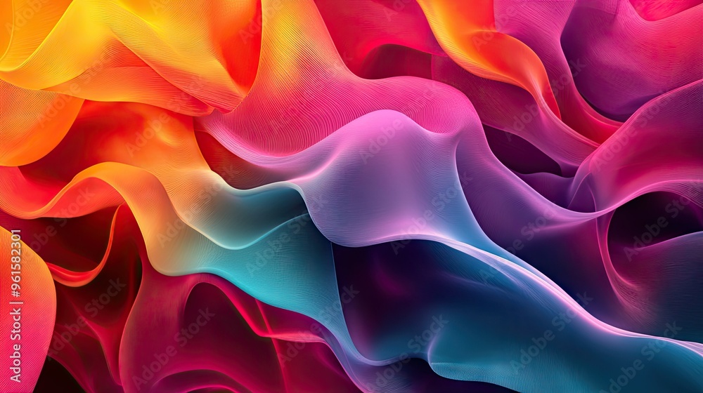 Poster abstract 3d design with colorful fluid waves, creating a dynamic and eye-catching visual, perfect fo
