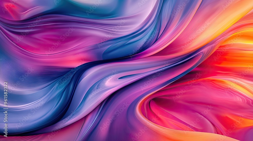 Poster abstract 3d fluid design with colorful waves and swirls, creating an engaging and dynamic compositio