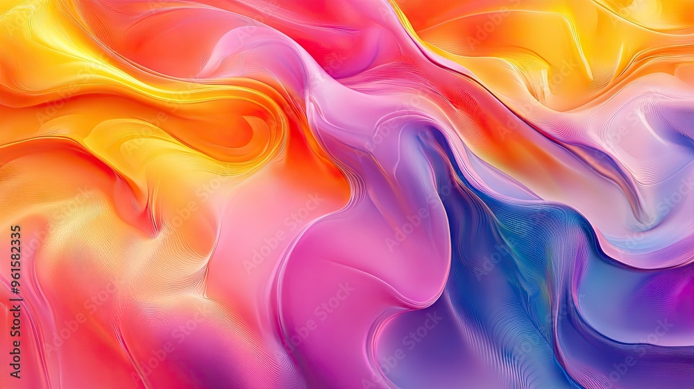 Poster abstract 3d fluid design with colorful waves and swirls, creating an engaging and dynamic compositio