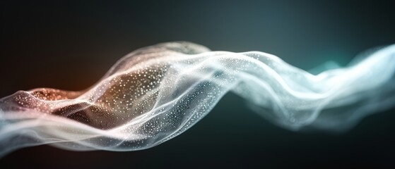 Fototapeta premium A clear photo of a long exposure of a wave of white smoke against a black backdrop