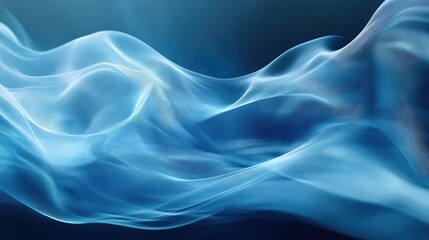 Obraz premium Abstract blue waves flowing across a gradient backdrop, with a blend of light and dark tones for a harmonious visual effect.