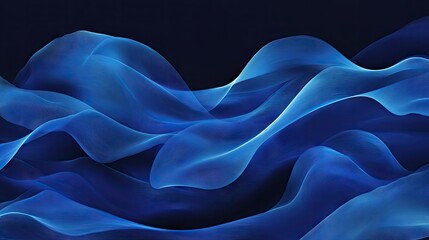 Obraz premium Abstract blue waves flowing across a gradient backdrop, with a blend of light and dark tones for a harmonious visual effect.