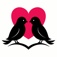 Love bird silhouette vector design