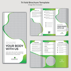 Gym And Fetness Vector Tri Fold Professional Brochure Template