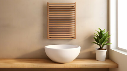 Fototapeta premium Heated Towel Rails With Wall Mounted Heating Radia