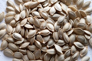 Salt Free Shelled Sunflower Seeds Arrangement on White Background