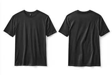 Naklejka premium Black Tshirt Mockup Front and Back Isolated created with Generative AI