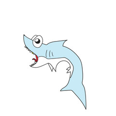 Obraz premium cute little shark, with white background, illustration