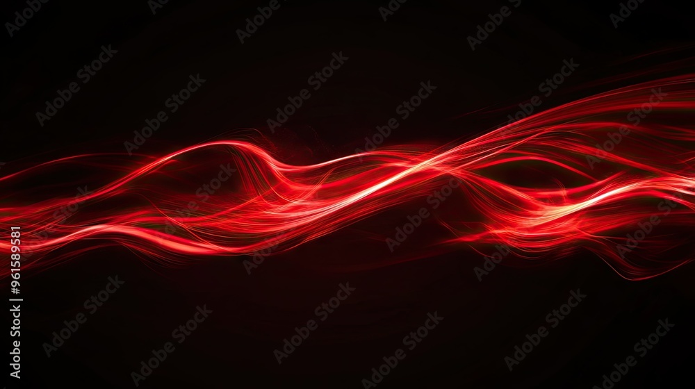Poster dynamic red light curves illustrating fast movement and energy against a deep black backdrop. vector