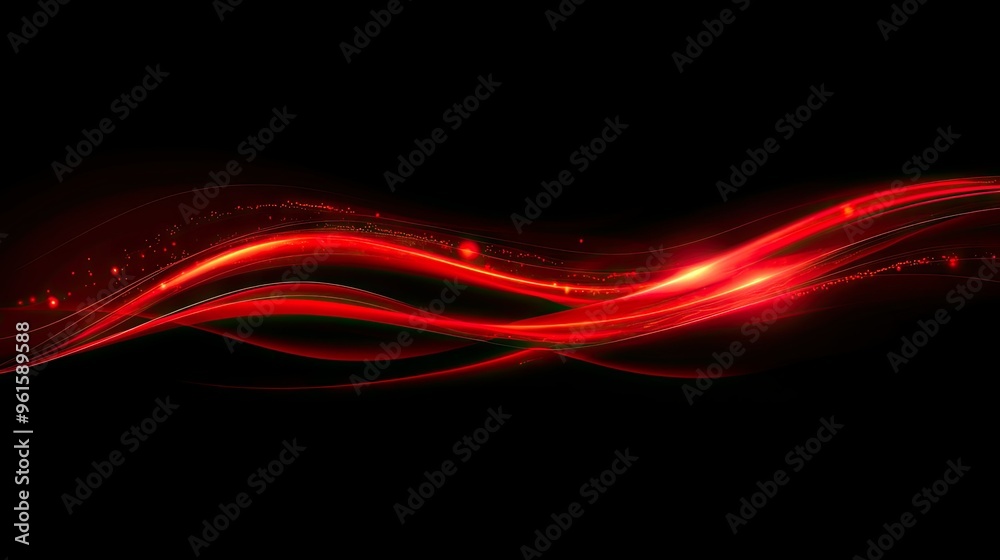 Poster dynamic red light curves illustrating fast movement and energy against a deep black backdrop. vector