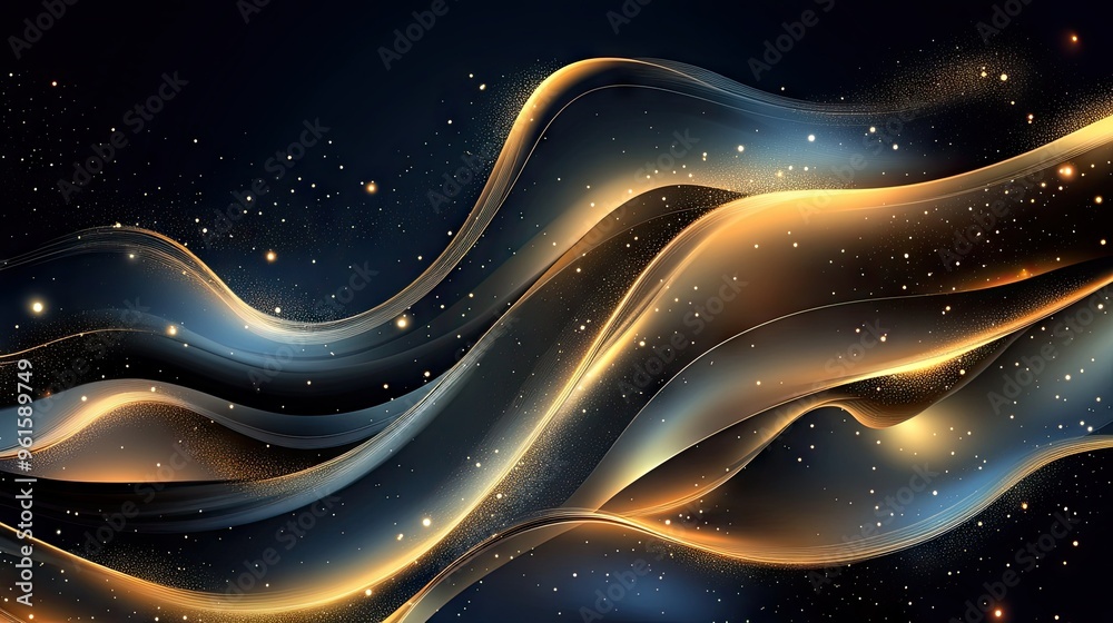 Poster dynamic vector luxury background with smooth wavy lines and a shimmering effect, creating an opulent