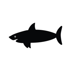 Shark black and white flat vector icon design. Shark symbol and clip art design
