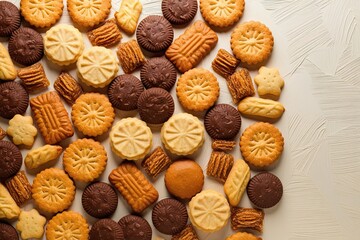 Dense Biscuit Snack Display on Light Background with Dynamic Texture