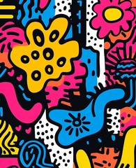 Fototapeta premium Bright abstract design with playful shapes and vibrant patterns