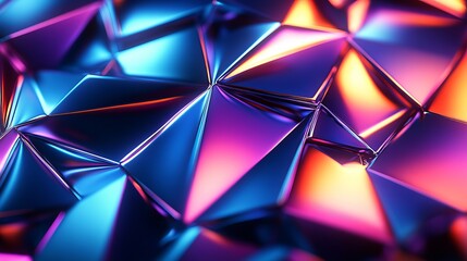 Vibrant geometric patterns of metallic surfaces illuminated by colorful lights