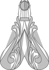 Vector sketch illustration silhouette design drawing decorative floral ornament classic vintage traditional engraving