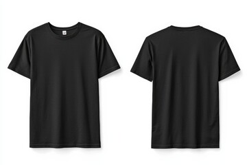 Naklejka premium Black Tshirt Mockup Front and Back Isolated created with Generative AI