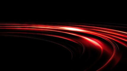 High-speed red light trails and curves on a black background, capturing dynamic motion and energy in a sleek vector illustration.