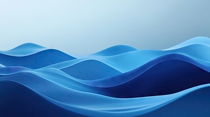 Obraz premium Minimalist abstract blue waves on a gradient background, with smooth transitions and a sense of depth. Suitable for digital or print media.
