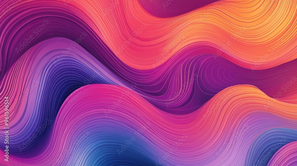 Poster modern wave pattern with sleek, vibrant curves and smooth gradients, ideal for adding a dynamic and 
