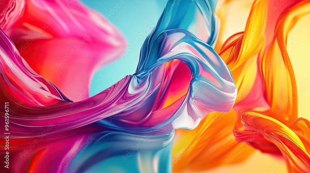 Poster moving and blending colorful abstract design, featuring dynamic effects that enhance the visual appe
