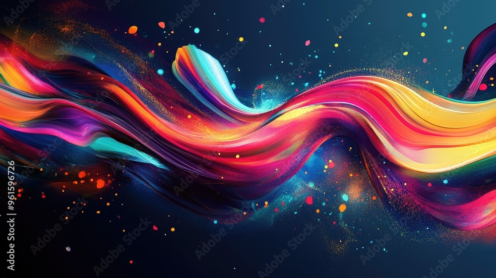 Poster moving and blending colorful abstract design, featuring dynamic effects that enhance the visual appe