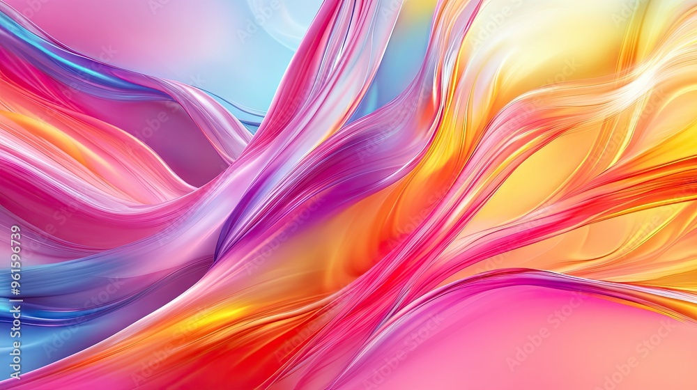 Poster moving and blending colorful abstract design, featuring dynamic effects that enhance the visual appe