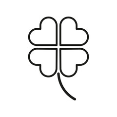 Cloverleaf icon. Four leaf symbol. Lucky clover outline. Vector illustration.