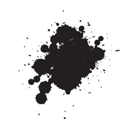 Black color paint round shape with liquid fluid isolated on transparent background for design elements