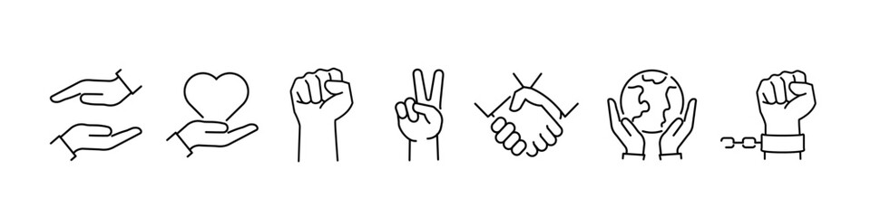 Hand icon set. Hand gesture set.