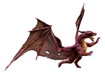 3D Rendering Fairy Tale Dragon on White