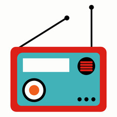 Transistor radio with an antenna on a white background